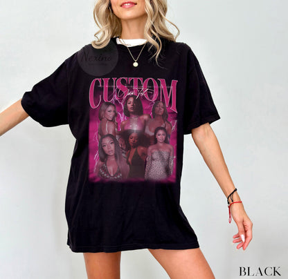 Custom Bootleg Rap T shirt, Personalized Girlfriend Picture Shirt, Customized Photo Shirt, Insert Your Design T-shirt, Vintage Custom Tshirt