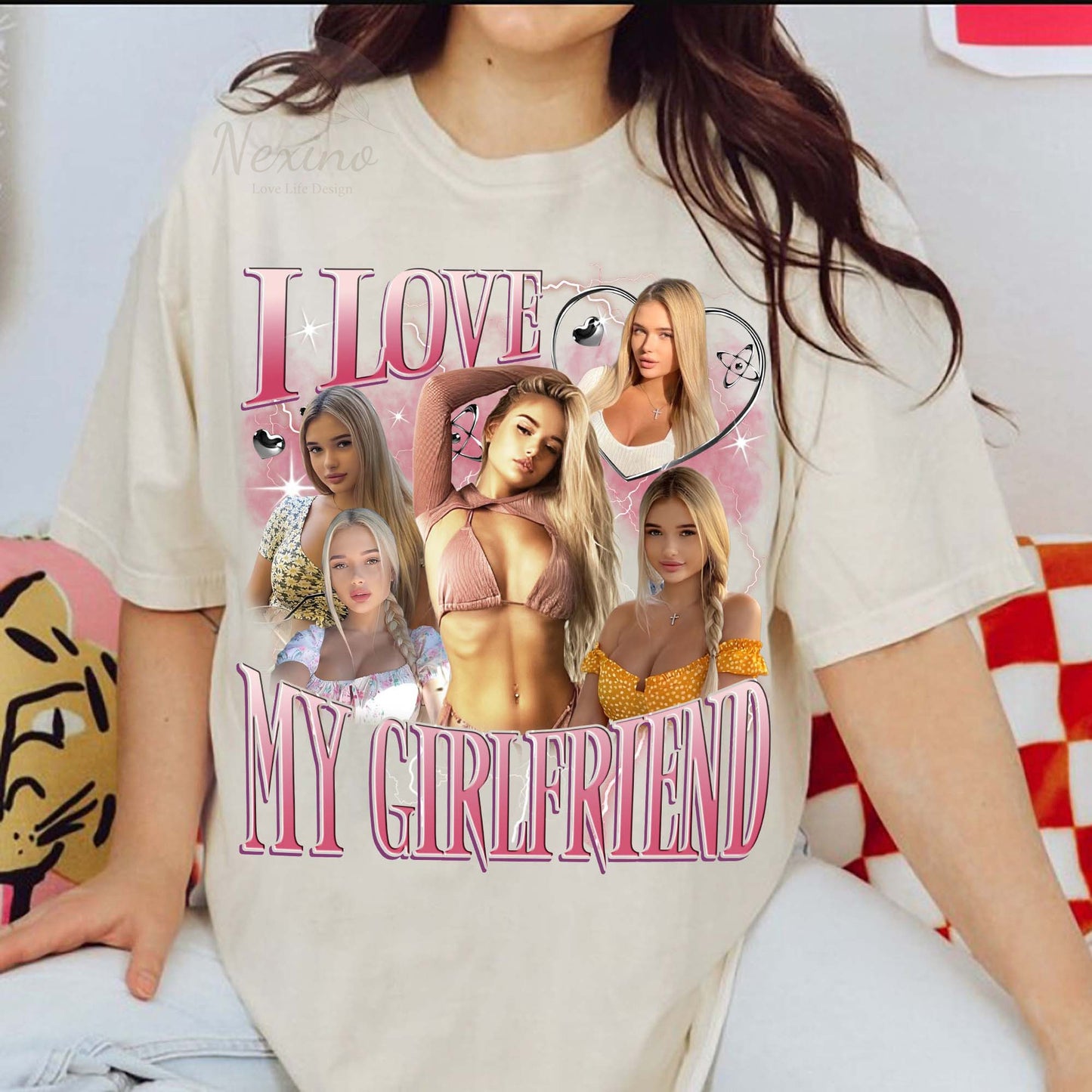 I Love My Girlfriend Shirt Custom, Valentine I Love My Girlfriend Custom Picture, Girlfriend Bootleg Tee Shirt, 90s Bootleg T-shirt
