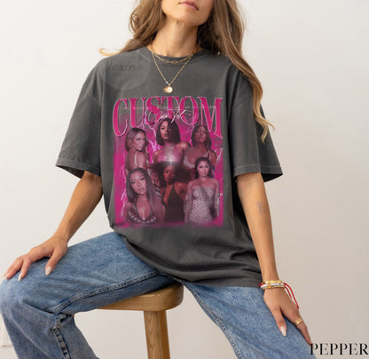 Custom Bootleg Rap T shirt, Personalized Girlfriend Picture Shirt, Customized Photo Shirt, Insert Your Design T-shirt, Vintage Custom Tshirt