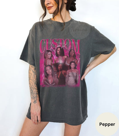 Custom Bootleg Rap T shirt, Personalized Girlfriend Picture Shirt, Customized Photo Shirt, Insert Your Design T-shirt, Vintage Custom Tshirt