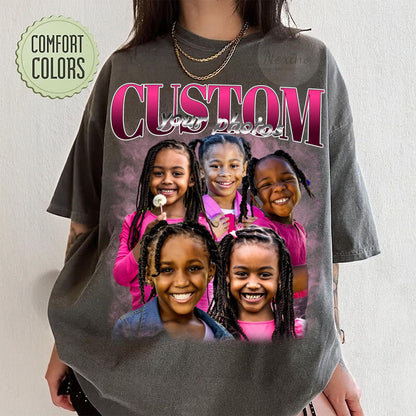 Custom Photo Daddy Shirt, Custom Bootleg Rap Daddy Tee, Dad Shirt With Kid Face Photos, Custom Father's Day Gift Personalized Father Gifts