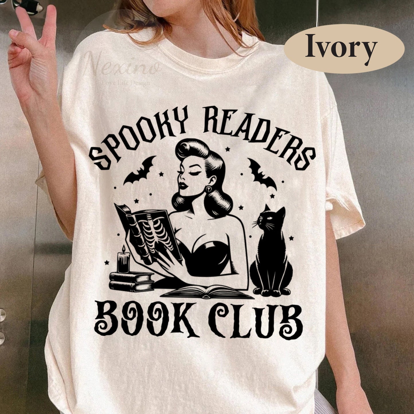 Spooky Readers Book Club Halloween Comfort Colors Shirt, Book Lover Shirt, Halloween Reading T-shirt, Librarian Tee, Librarian Gift
