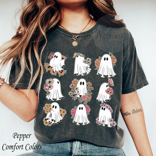 Ghost Reading Books  Comfort Colors Shirt, Bookish Halloween Shirt, Halloween Teacher Gift, Librarian Halloween Hoodie, Ghost Crewneck
