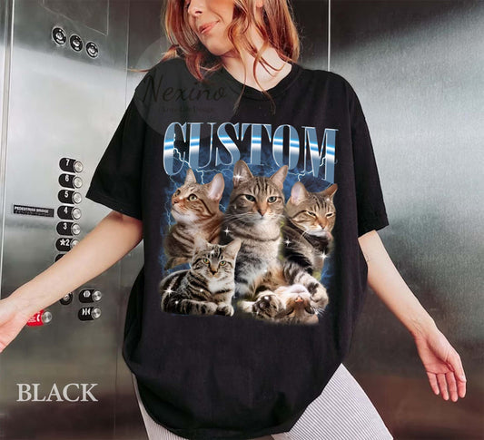 Custom Comfort Colors Vintage Pet TShirt Pet Photo + Name Custom Dog Shirt Personalized Shirt Custom T Shirts for Humans Cat Shirt 90's Tee