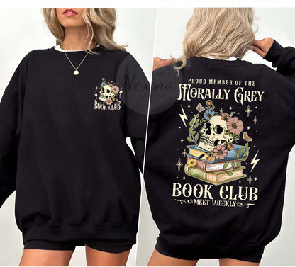 Morally Grey Book Club Shirt, Dark Romance Crewneck, Spooky Season Sweatshirt, Bookish Shirt Vintage Bookish Gift For Book Lover Reader