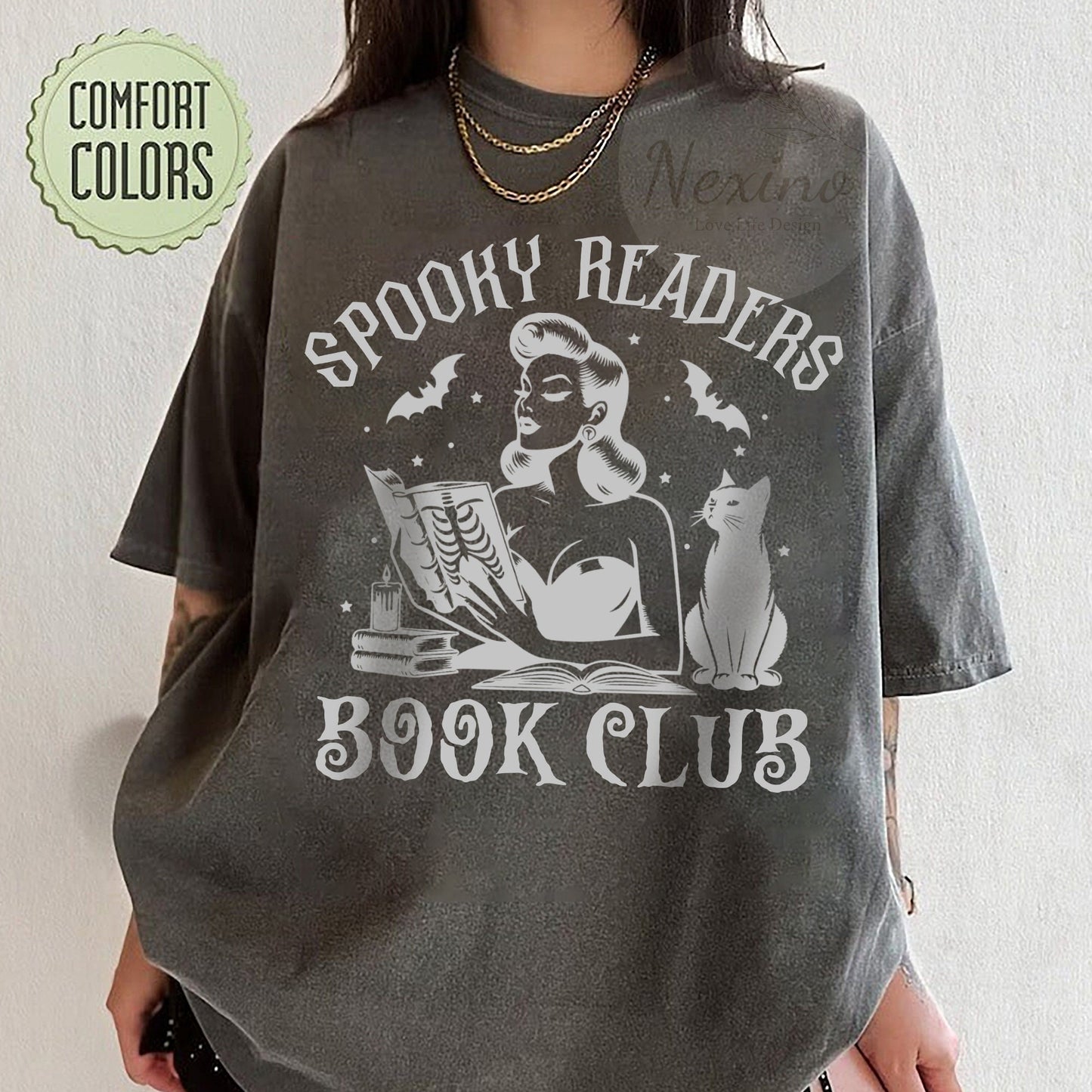 Spooky Readers Book Club Halloween Comfort Colors Shirt, Book Lover Shirt, Halloween Reading T-shirt, Librarian Tee, Librarian Gift