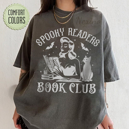 Spooky Readers Book Club Halloween Comfort Colors Shirt, Book Lover Shirt, Halloween Reading T-shirt, Librarian Tee, Librarian Gift