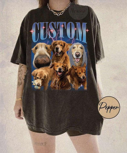 Custom Pet T-shirt with Pet photo and name, Personalized Pet Portrait Shirt, Custom Dog Cat Graphic Tee, Pet Lover Gift, Dog Lover shirt