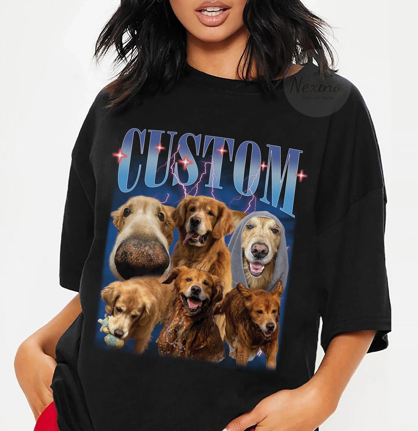 Custom Pet T-shirt with Pet photo and name, Personalized Pet Portrait Shirt, Custom Dog Cat Graphic Tee, Pet Lover Gift, Dog Lover shirt