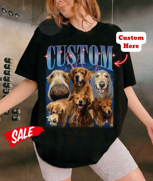 Custom Pet T-shirt with Pet photo and name, Personalized Pet Portrait Shirt, Custom Dog Cat Graphic Tee, Pet Lover Gift, Dog Lover shirt