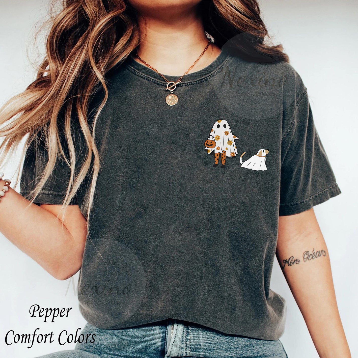 Comfort Colors® Сute Ghost Dog Shirt, Dog Lovers Halloween Gift, Halloween Dog Shirt, Spooky Season, Womens Halloween Shirt,Fall Graphic Tee