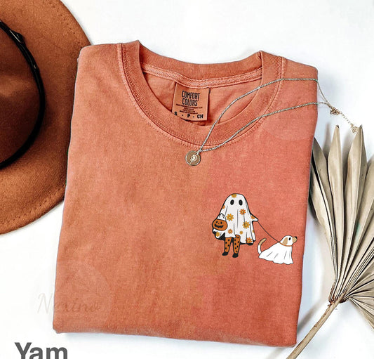 Comfort Colors® Сute Ghost Dog Shirt, Dog Lovers Halloween Gift, Halloween Dog Shirt, Spooky Season, Womens Halloween Shirt,Fall Graphic Tee