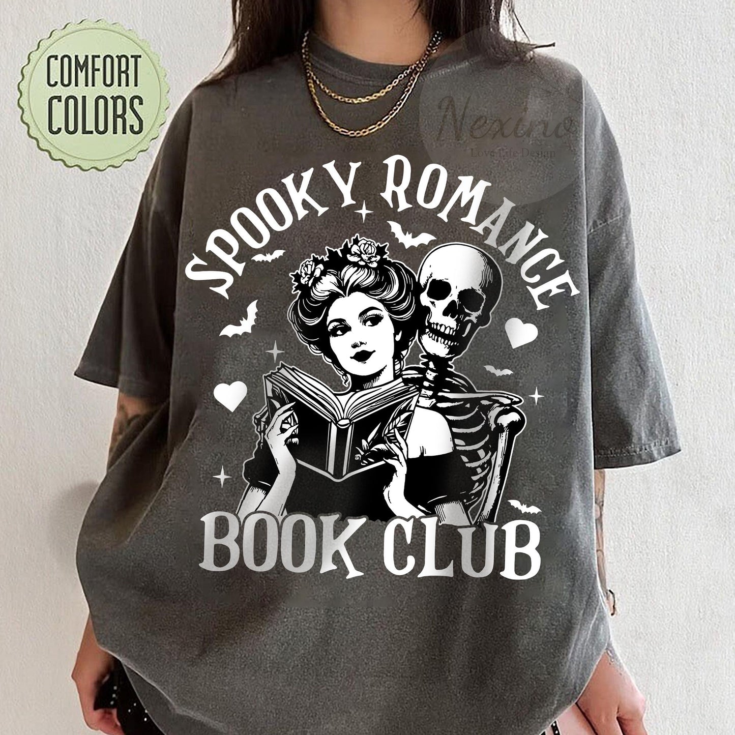 Spooky Romance Readers Book Club Halloween Comfort Colors Shirt, Book Lover Shirt, Halloween Reading T-shirt, Librarian Tee, Librarian Gift
