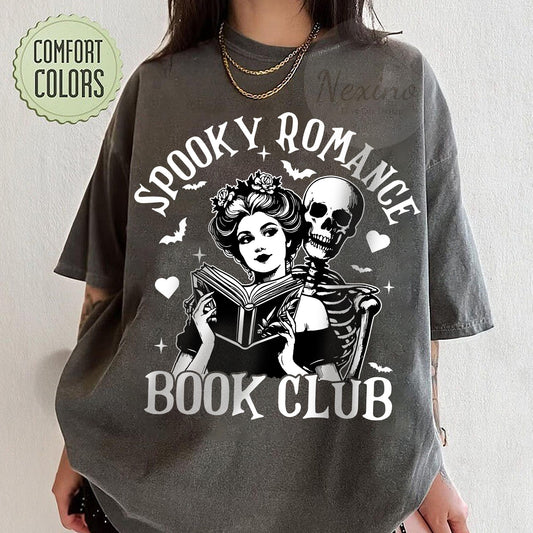 Spooky Romance Readers Book Club Halloween Comfort Colors Shirt, Book Lover Shirt, Halloween Reading T-shirt, Librarian Tee, Librarian Gift
