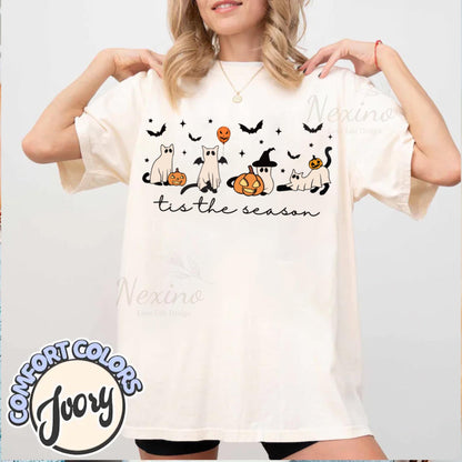 Ghost Cat Shirt, Comfort Colors® Gildan Cat Ghost T-Shirt, Cute Cat Lovers Shirt, Retro Ghost Halloween, Halloween Cat T-shirt, Spooky Season Gift