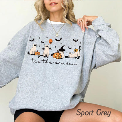 Ghost Cat Shirt, Comfort Colors® Gildan Cat Ghost T-Shirt, Cute Cat Lovers Shirt, Retro Ghost Halloween, Halloween Cat T-shirt, Spooky Season Gift