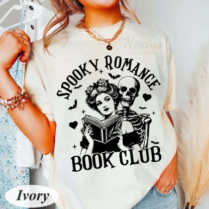 Spooky Romance Readers Book Club Halloween Comfort Colors Shirt, Book Lover Shirt, Halloween Reading T-shirt, Librarian Tee, Librarian Gift