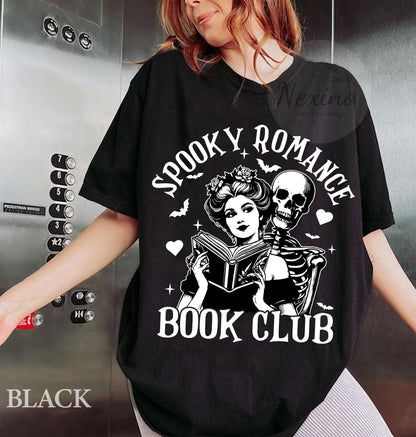 Spooky Romance Readers Book Club Halloween Comfort Colors Shirt, Book Lover Shirt, Halloween Reading T-shirt, Librarian Tee, Librarian Gift
