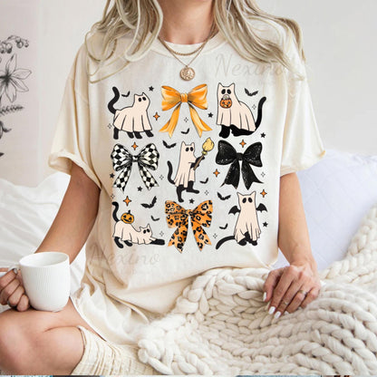 Ghost Black Cat Shirt, Comfort Colors Gildan Cat Ghost T-Shirt, Cute Cat Lovers Shirt, Retro Ghost Halloween, Halloween Cat T-shirt, Spooky Season Gift