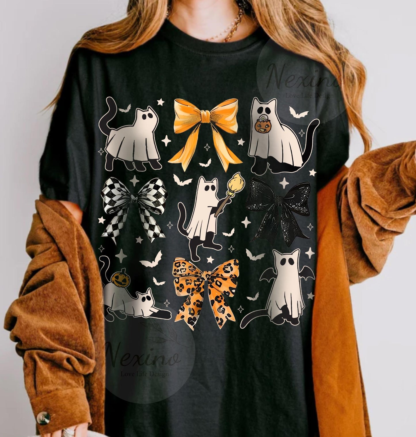 Ghost Black Cat Shirt, Comfort Colors Gildan Cat Ghost T-Shirt, Cute Cat Lovers Shirt, Retro Ghost Halloween, Halloween Cat T-shirt, Spooky Season Gift