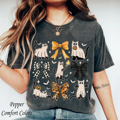 Ghost Black Cat Shirt, Comfort Colors Gildan Cat Ghost T-Shirt, Cute Cat Lovers Shirt, Retro Ghost Halloween, Halloween Cat T-shirt, Spooky Season Gift