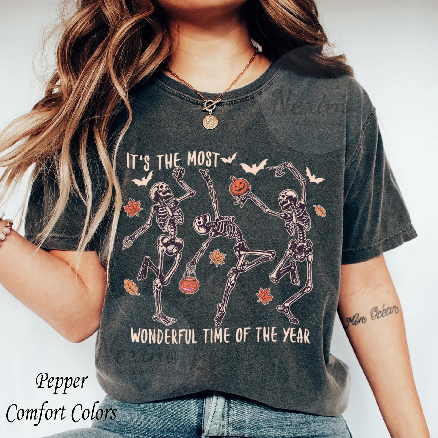It's The Most Wonderful Time Of The Year Skeleton Shirt, Halloween Shirt, Halloween Party Shirts, Skeleton Fall Shirt,Fall T-shirt For Women