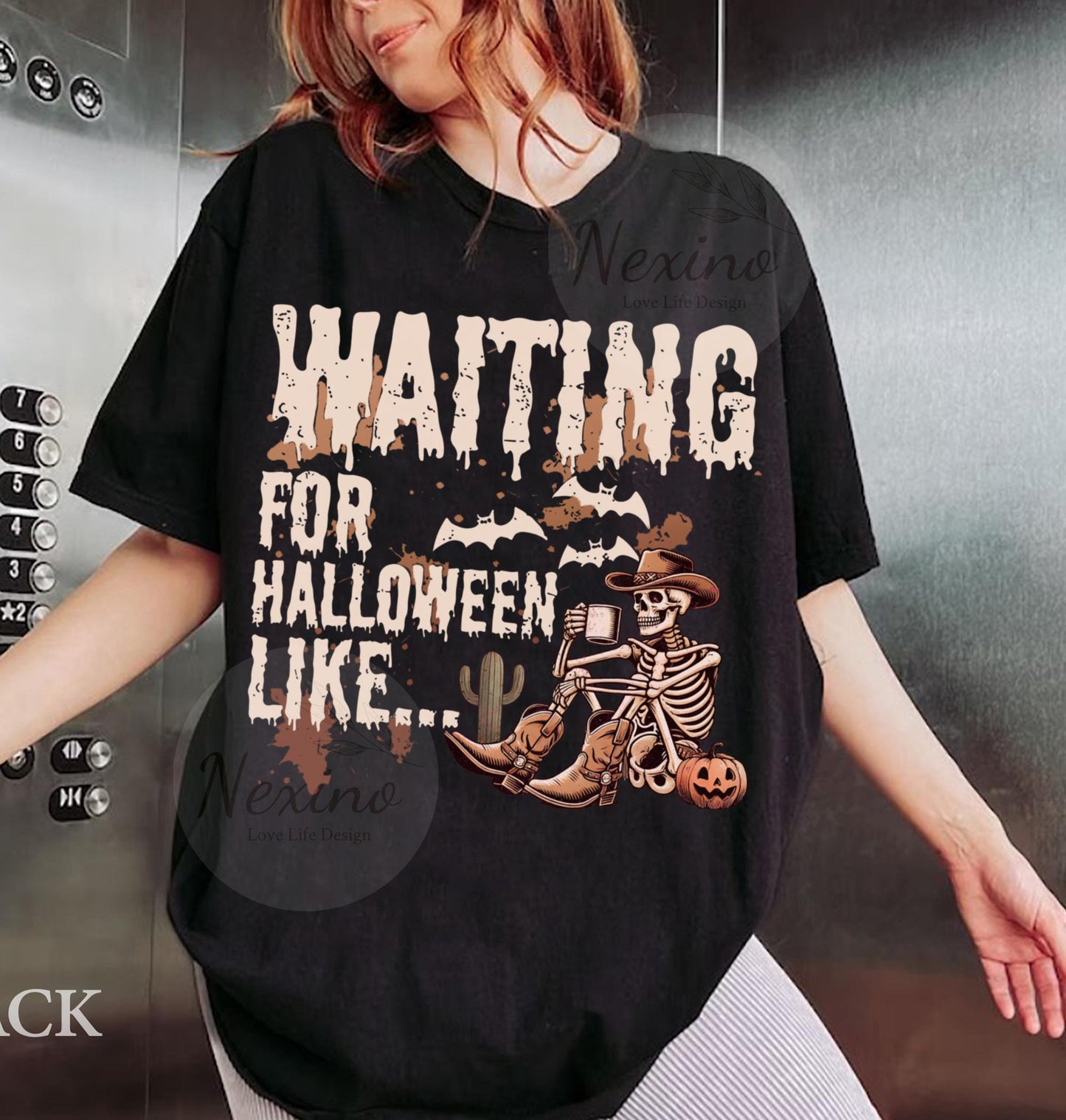 Just waiting for Halloween Shirt, Halloween Party Shirt, Halloween Hoodie, Skeleton Shirt, Spoky Season Tee, Pumpkin Shirt, Halloween Costume