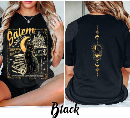 Salem Book Club Shirt for Spooky Reader, Funny Book Lover Halloween Tee, Salem Witches Spooky Season Shirt for Bookworm Halloween Witchy Shirt