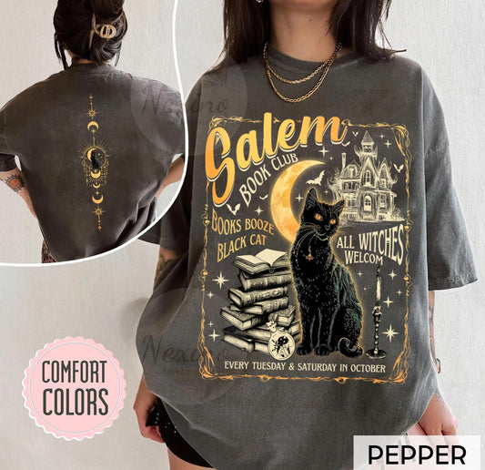 Salem Book Club Shirt for Spooky Reader, Funny Book Lover Halloween Tee, Salem Witches Spooky Season Shirt for Bookworm Halloween Witchy Shirt