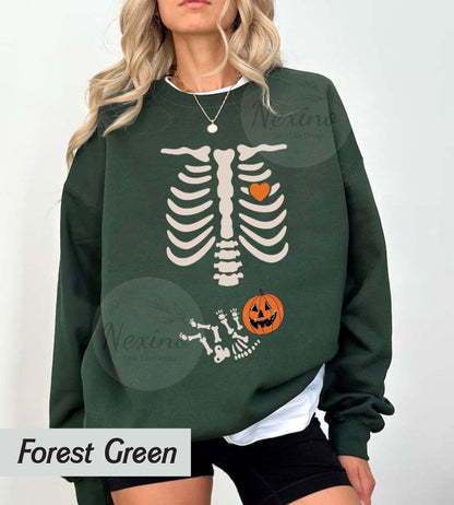 Skeleton Halloween Maternity Shirt, Funny Pregnancy Announcement Shirt Pregnant Women Costume, Fall New Mom Sweater, Mommy to Be, Skeleton Pregnancy