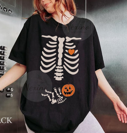 Skeleton Halloween Maternity Shirt, Funny Pregnancy Announcement Shirt Pregnant Women Costume, Fall New Mom Sweater, Mommy to Be, Skeleton Pregnancy