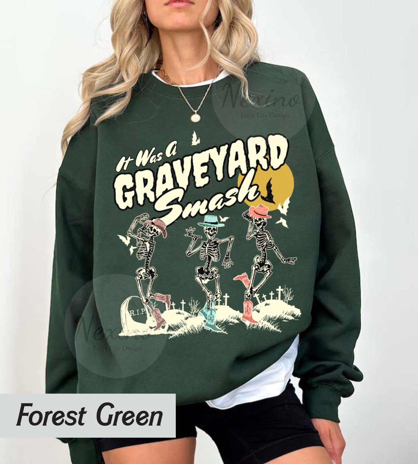 It Was a Graveyard Smash Shirt, Funny Dancing Skeleton Halloween Sweatshirt, Halloween Party Sweater, Spooky Season Shirt, Retro Witch Shirt