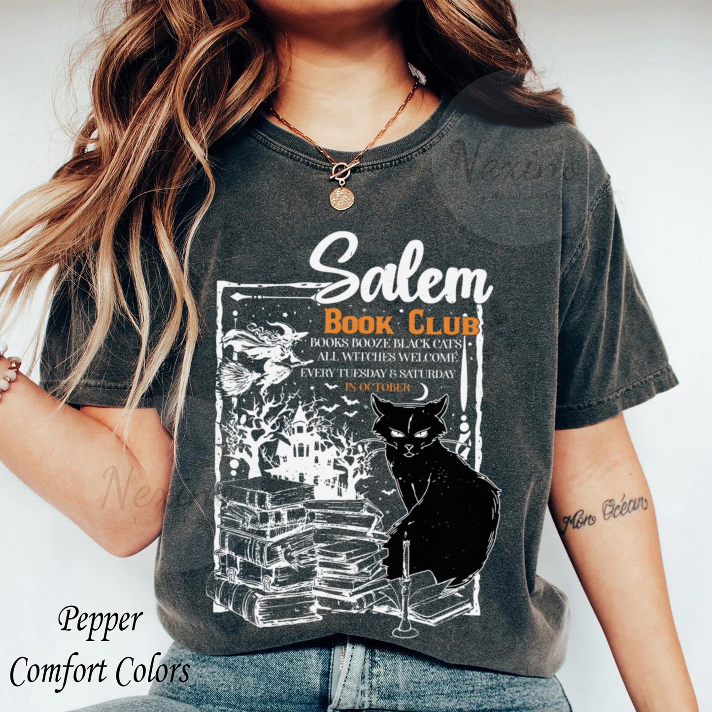 Salem Book Club Shirt for Spooky Reader, Funny Book Lover Halloween Tee, Salem Witches Spooky Season Shirt for Bookworm Halloween Witchy Shirt