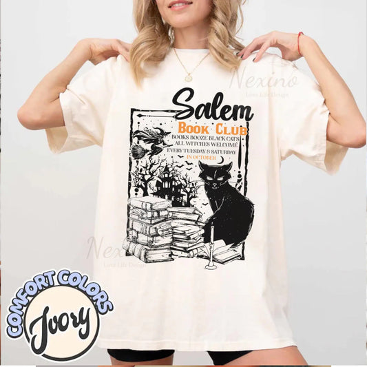 Salem Book Club Shirt for Spooky Reader, Funny Book Lover Halloween Tee, Salem Witches Spooky Season Shirt for Bookworm Halloween Witchy Shirt
