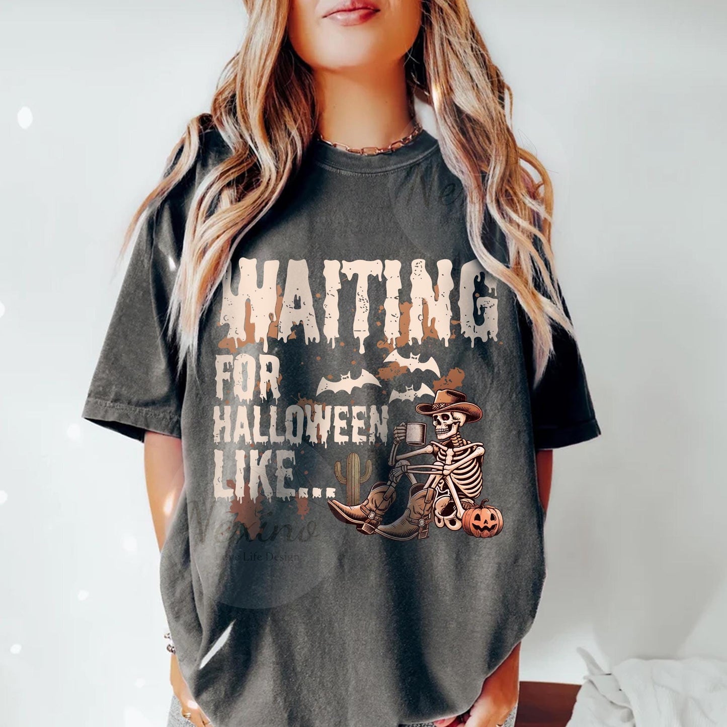 Just waiting for Halloween Shirt, Halloween Party Shirt, Halloween Hoodie, Skeleton Shirt, Spoky Season Tee, Pumpkin Shirt, Halloween Costume