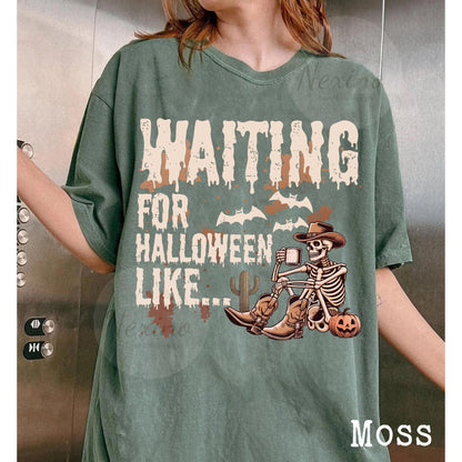 Just waiting for Halloween Shirt, Halloween Party Shirt, Halloween Hoodie, Skeleton Shirt, Spoky Season Tee, Pumpkin Shirt, Halloween Costume