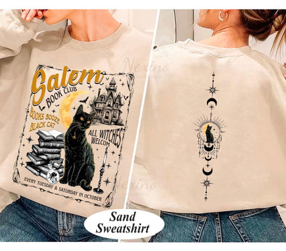 Salem Book Club Shirt for Spooky Reader, Funny Book Lover Halloween Tee, Salem Witches Spooky Season Shirt for Bookworm Halloween Witchy Shirt