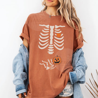 Skeleton Halloween Maternity Shirt, Funny Pregnancy Announcement Shirt Pregnant Women Costume, Fall New Mom Sweater, Mommy to Be, Skeleton Pregnancy