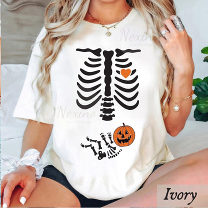 Skeleton Halloween Maternity Shirt, Funny Pregnancy Announcement Shirt Pregnant Women Costume, Fall New Mom Sweater, Mommy to Be, Skeleton Pregnancy