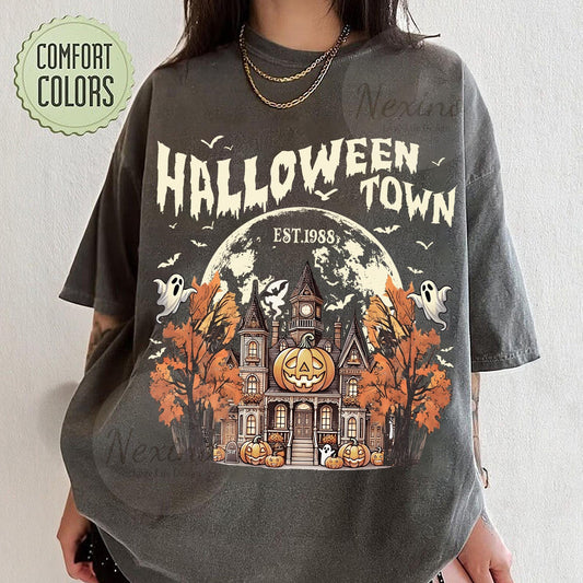 Comfort Colors Gildan Halloweentown University Shirt, Vintage Halloween Shirt, Fall Autumn Season Shirt, Halloween Party Shirt