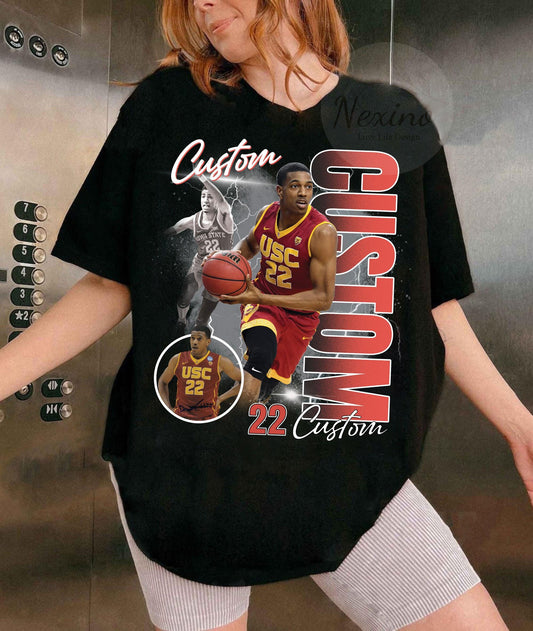 Custom Basketball T-shirt, Custom Player Shirt, Custom Football Shirt, Custom Baseball Shirt, Bootleg Player Shirt, Team Name, School Name