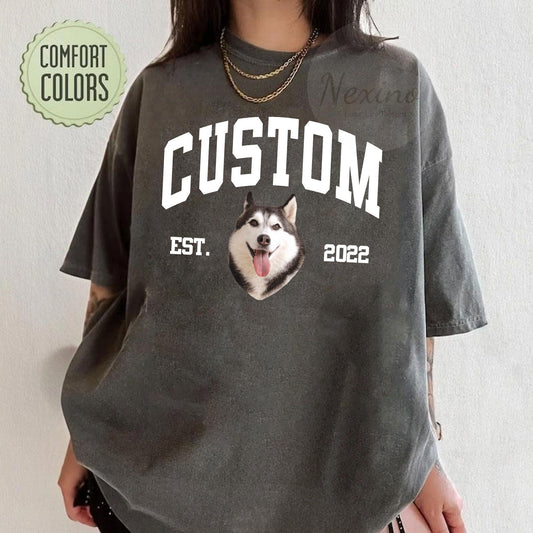 Custom Vintage Pet Unisex T-shirt, Pet Photo + Name Custom Personalized Dog, Shirts for Humans, Custom T-shirt, 90's Dog Owner Shirt