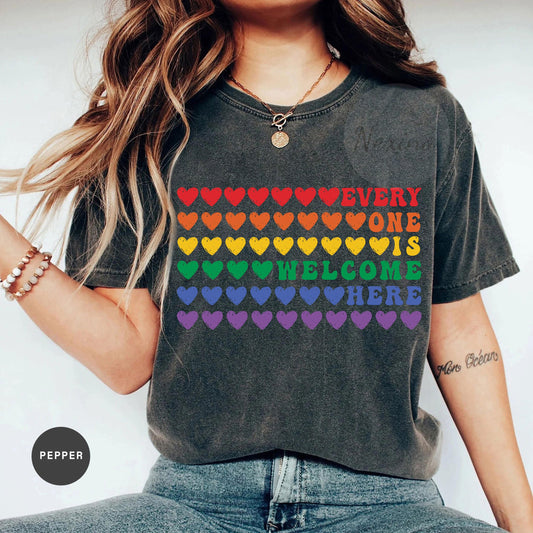 Everyone Is Welcome Here Shirt, LGBT Shirt, Support Lgbt, LGBT Love Shirt, Pride Month Tee, Lgbt Rainbow, Lesbian Shirt, Gay Pride Tee