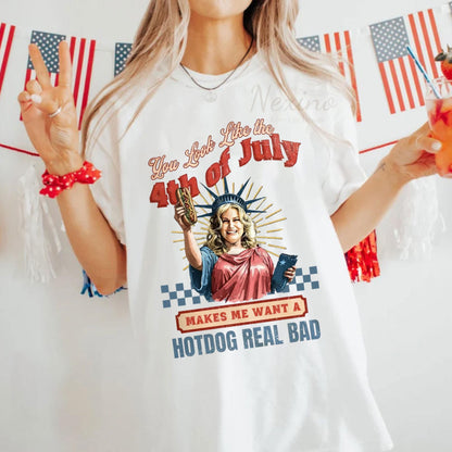 You Look Like The 4th Of July Makes Me Want A Hot Dog Real Bad Shirt, Funny 4th July Hot Dog Lover Shirt, Funny Meme Shirt, Meme T Shirt