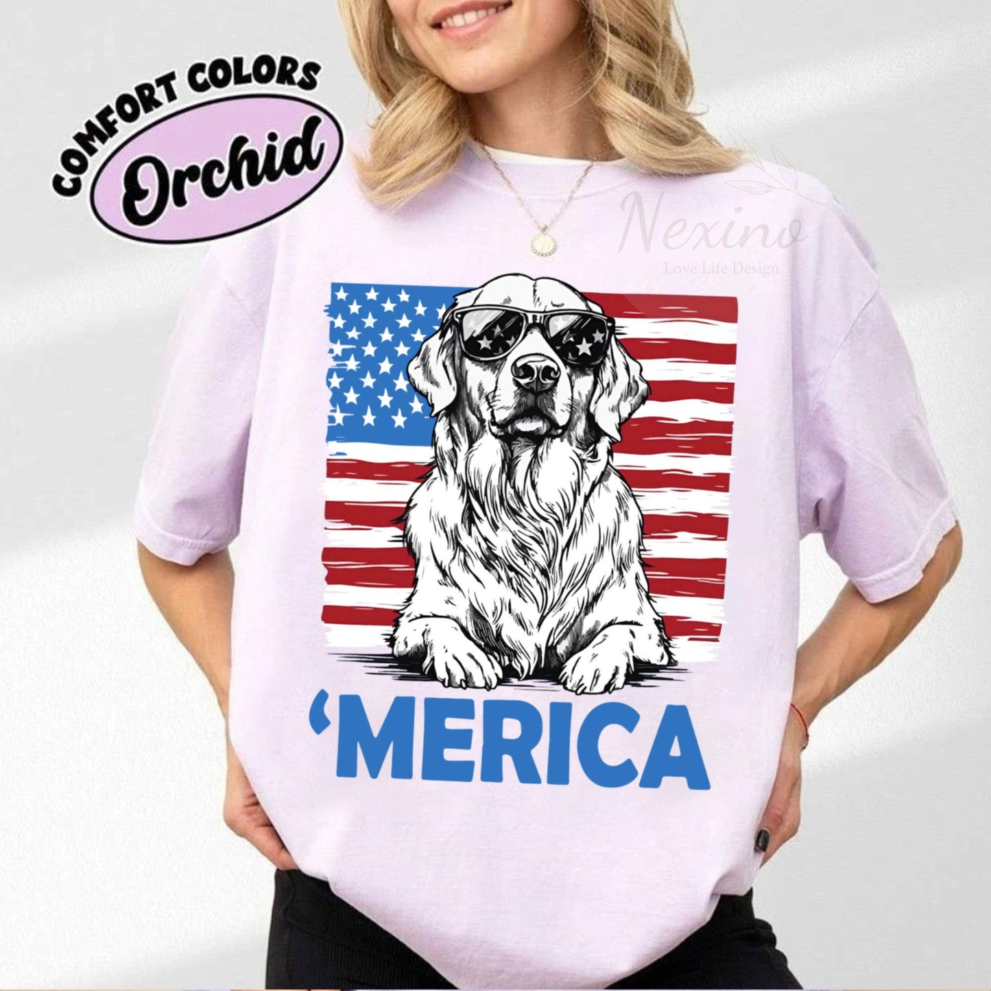 Merica Golden Retriever Shirt | 4th of July Dog Shirt | Golden Retriever Mom Gift | Patriotic Dog Tee | Golden Retriever Lover Shirt
