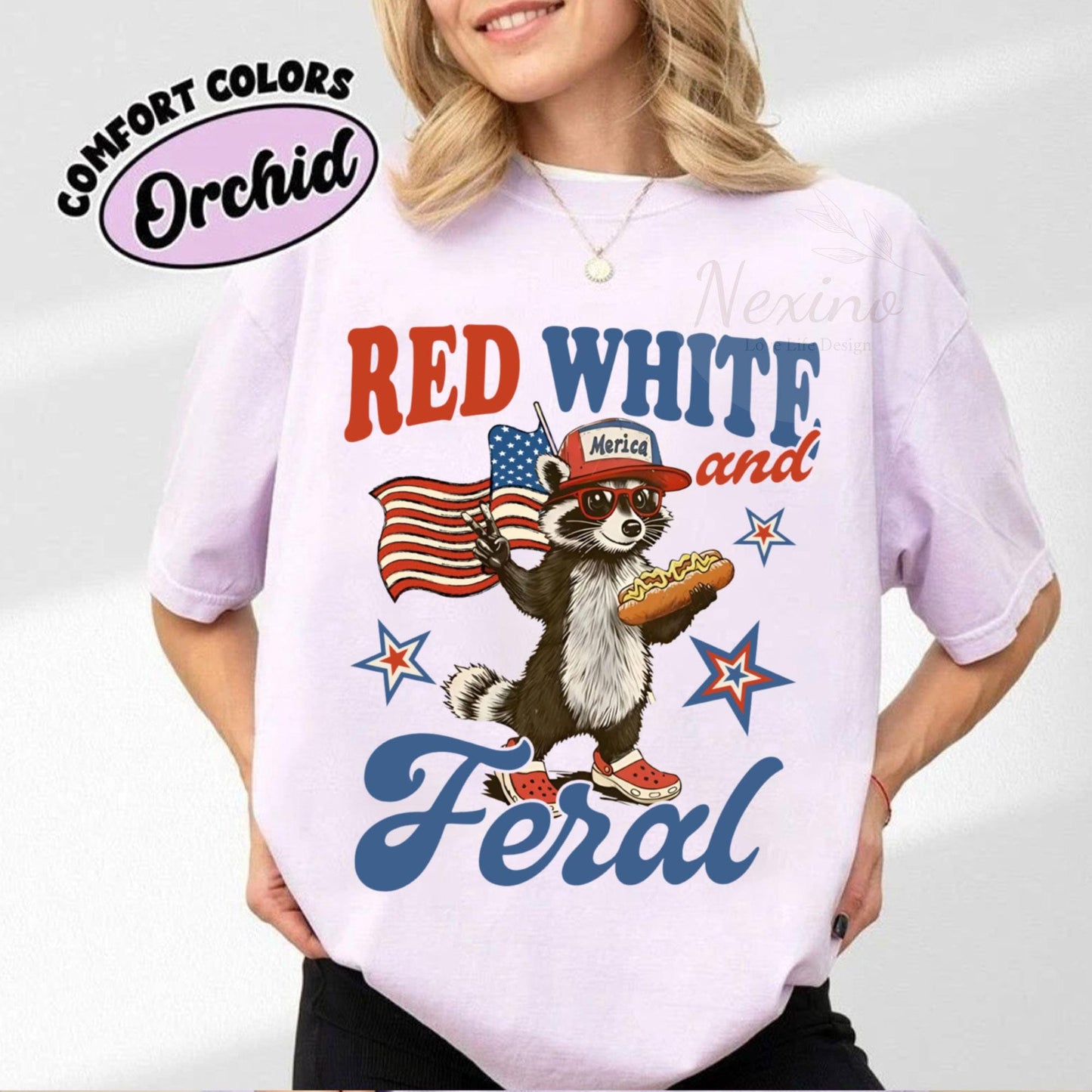Funny 4th of July Shirt, Feral Raccoon Tee Shirt Feral Girl, Red White and Feral Shirt, Independence Day, America Shirt Tee, Patriotic Shirt