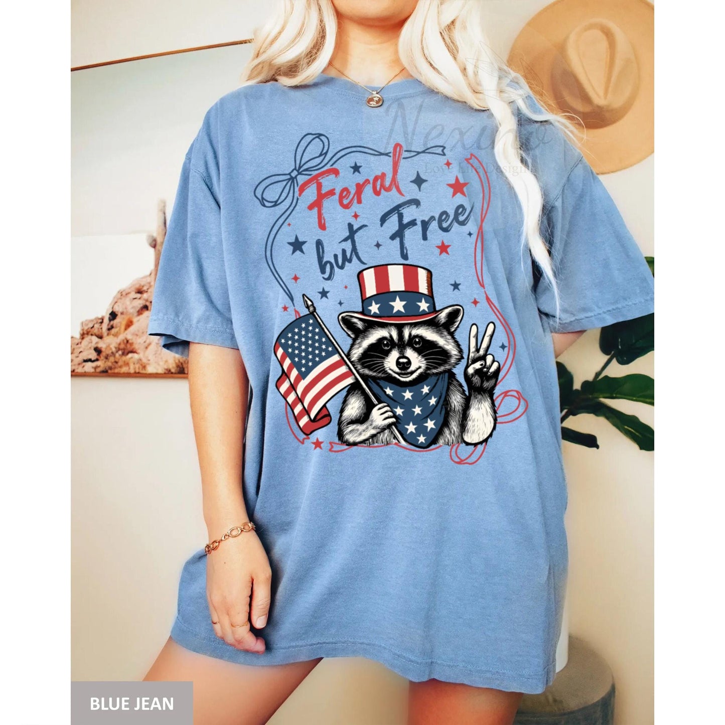 Funny 4th of July Shirt, Feral & Free Raccoon T-Shirt, American Feral Girl Summer Meme Shirt, Patriotic Independence Day Gift