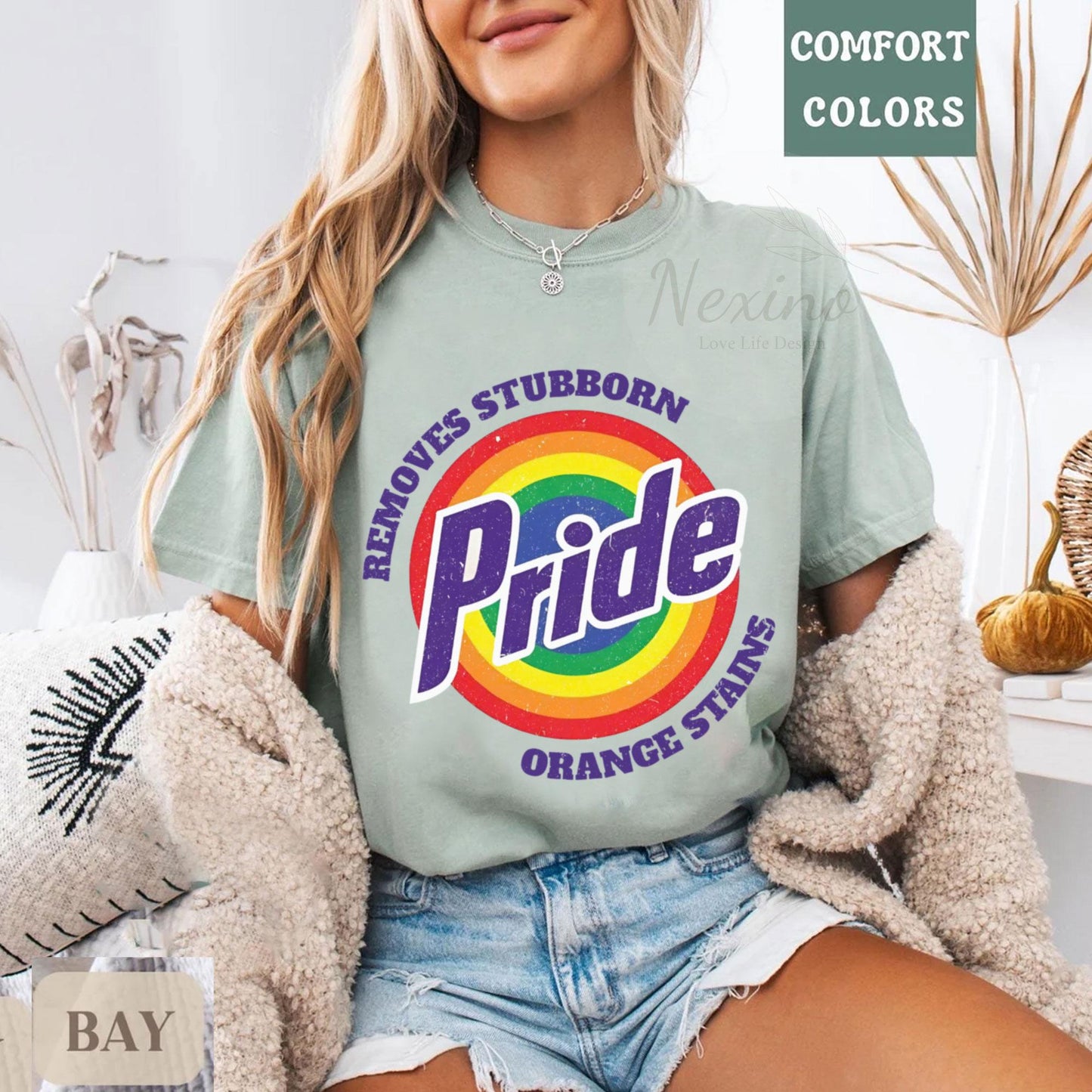 Removes Stubborn Orange Stains Pride T Shirt, Funny Anti Trump LGBTQ Tee, Fuck Trump, Progressive Political Feminist T-Shirt, Pride Shirt