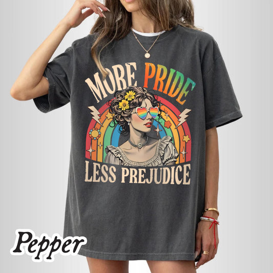 More Pride Less Prejudice Shirt, LGBTQ Shirt, Proud Ally Shirt, Pride Month Shirt, LGBTQ Sweatshirt, LGBTQ Gift, Pride Parade, Lesbian Shirt