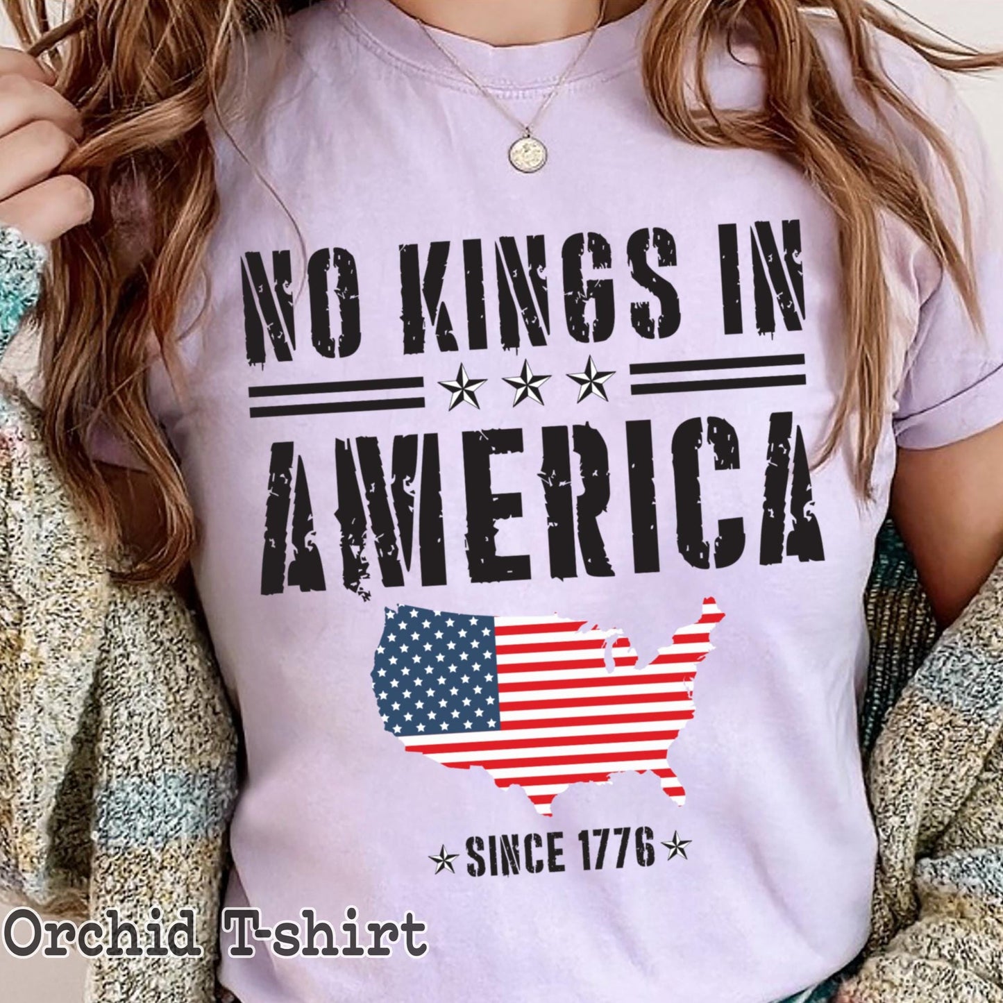 Comfort Colors® No Kings In America Shirt, Anti-Trump Shirt, Protest Shirt, Democracy Tees, Gift for Anti-MAGA, Patriotic Tee, Liberal Shirt